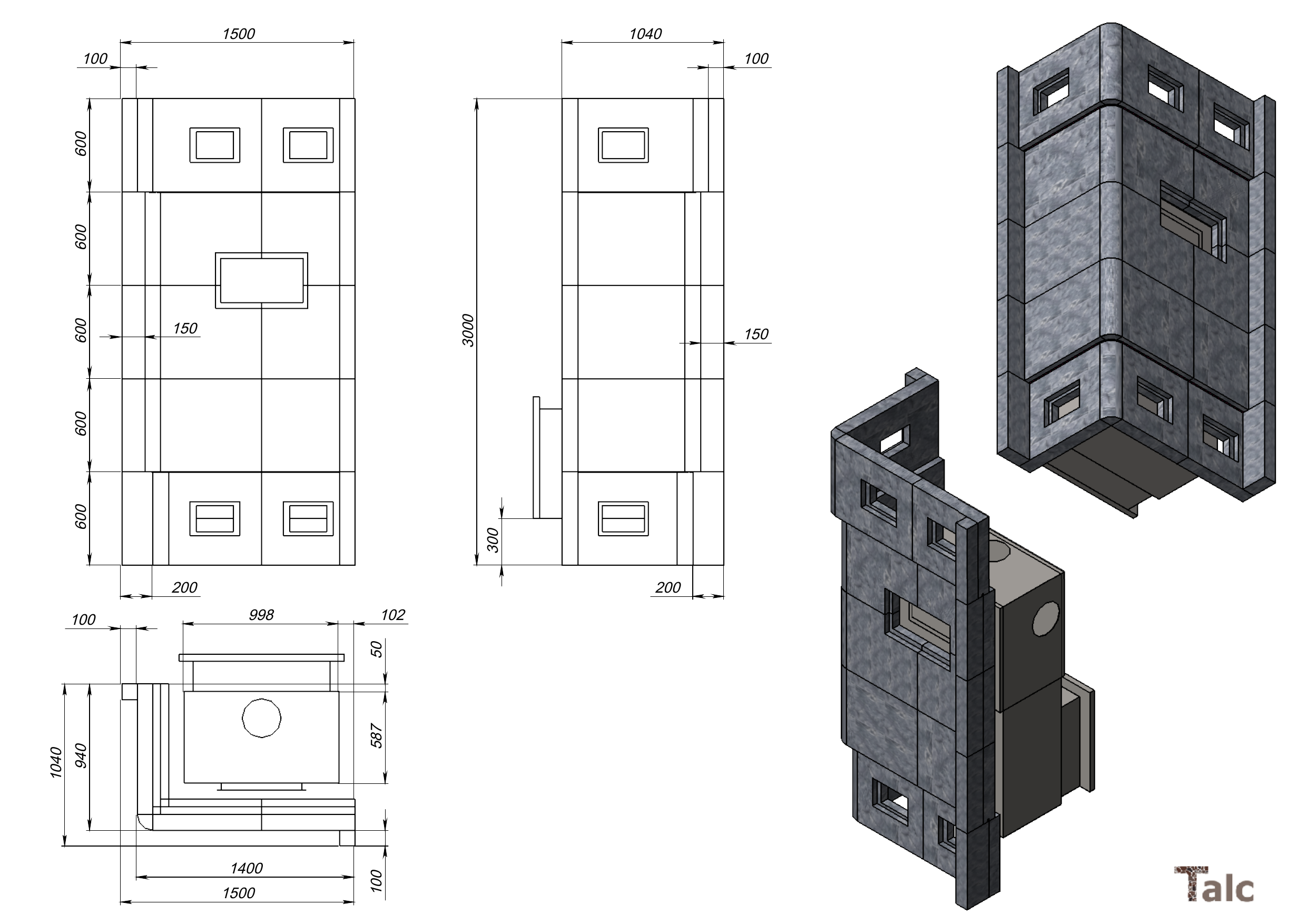 Облицовка печи Klover KLV RT 100 RV талькомагнезитом